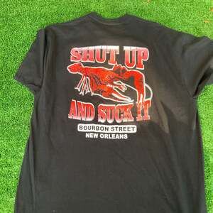 Vintage New Orleans Bourbon Street Crawfish Graphic T-Shirt Black Size L